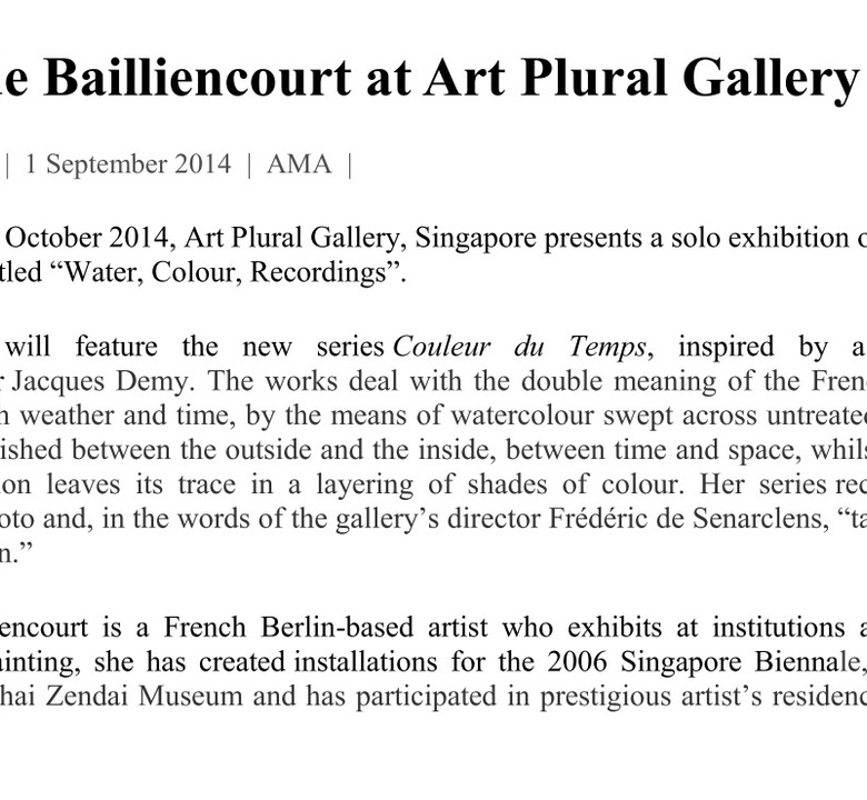  Agathe de Bailliencourt at Art Plural Gallery